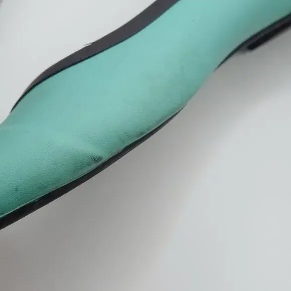 Hunter Womens Ballet Flats Size 9 Rubber Aqua Slip-On Shoes Round Toe Black Trim - Picture 5 of 7